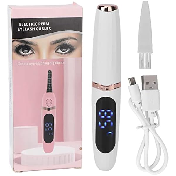 Podgrzewana zalotka, ręczny elektryczny zalotka USB ładowanie inteligentna kontrola temperatury ogrzewanie elektryczne zalotki dla dziewcząt kobiet (biały)