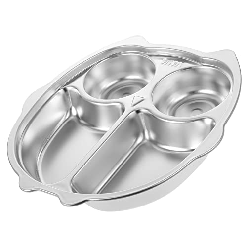 Cabilock Stainless Steel Divided Tray Food Control Plate with Compartments for Balanced Meals for Home School Restaurants Cafeterias and Camping Safe