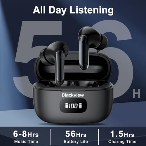 Blackview Wireless Earbuds in Ear Headphones Wireless Bluetooth 5.3, TWS Ear Buds Built-in Mic Sports Noise Canceling Earbuds IPX7 Waterproof,56H Playtime LED Power Display for Android/iOS Phone - Image 4