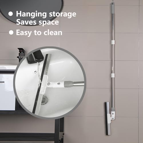 Abzieher Dusche Boden, 140 cm Wasserschieber Bodenabzieher Dusche,Duschabzieher Langer Stiel, Fensterabzieher Mit Stiel, Wasser Wischer Weiß