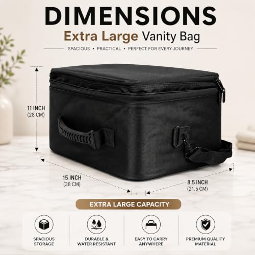 Image of SHAMAX Extra Large Makeup Vanity Bag for Beauty Professionals Train Case