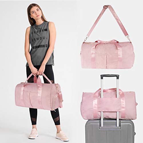 Iceivy Gym Duffle Bag Dry Wet Separated Gym Bag Sport Duffle Bag Training Handbag Yoga Bag With Extra Drawstring Backpack (Pink) Large #TOP6