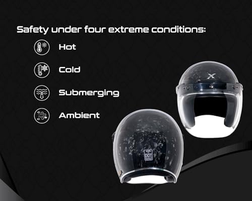Image of Axor Retro Jet Forged Carbon ISI ECE and DOT Certified, Lightweight Open Face Helmet for Men and Women with Pinlock Fitted Clear Visor and Advanced Ventilation-Black-M