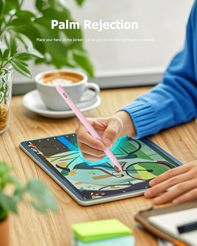 Image of Pink Stylus Pen for iPad Pro Air Mini 2018-2026, Palm Rejection Fast Charge | Compatible with iPad 6-11 Gen (A16), iPad mini 5 /6 /7, iPad Air 3-6 Gen (M2 /M4), iPad Pro 11 /12.9 inch 1-6 Gen, M4 iPad Pro 11 /13 inch