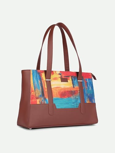 Image of ZOUK Handcrafted Vegan Leather Travel Tote Bag for Women with Multiple Compartments | Spacious Water-Resistant Shoulder Bag for Travel, Vacation, Day Trips |