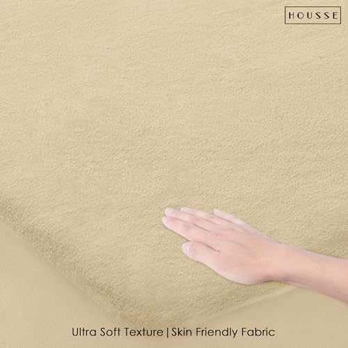 Image of HOUSSE King Size Waterproof Mattress Protector 78 * 84 inch Inches | Premium Bed Mattress Protector Cover | 100% Waterproof | Soft Breathable Fabric | Stretchable Fitted Style | Fits Up to 8 Inch | Beige