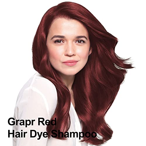 Argan Oil Grape Red Semi-Permanent Hair Color Shampoo, 3-in-1 Hair Dye, Easy to Use, 16.9 Fl Oz (Dark Wine Red)