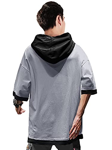 Image of EYEBOGLER Men's Trendy Hooded Neck Half Sleeves Solid T-Shirt