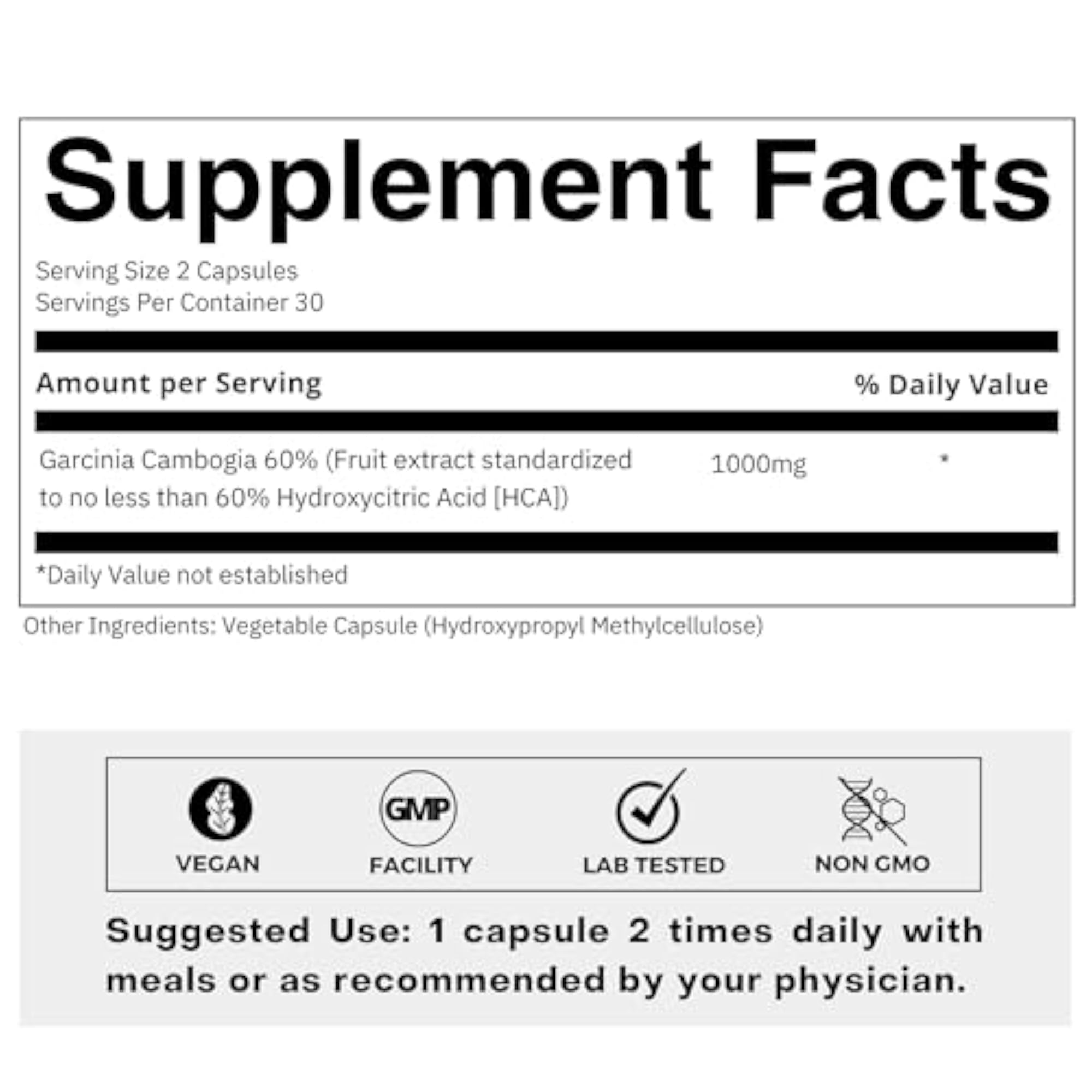 Garcinia Cambogia Extract Capsules, Digestion Support Supplement