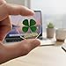 Real Four Leaf Clover Good Luck Pocket Token, Preserved Flower Resin Charm Gold Silver Foil, Real Clover for Wallet, Purse, Bag (Diamond Good Luck)