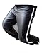 Produktbild Herren-Reithose aus echtem Leder, Polizei-Stil, Biker-Jeans, Schwarz Gr. 38W x 40L, Schwarz mit weißer Paspelierung