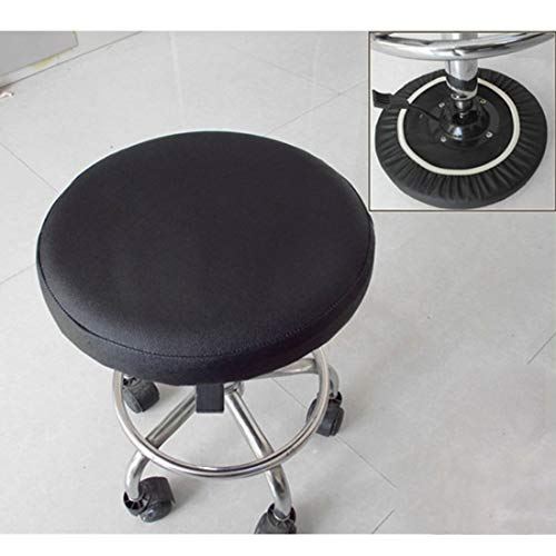 Augld Round Bar Stool Cover Watedrproof Faux Leather Stool Slipcover 13.5 Inch Black #TOP1