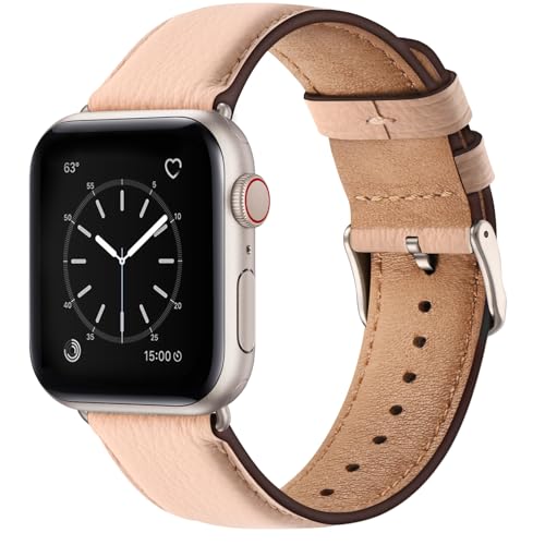 SUNFWR Leather Bands Compatible with Apple Watch Band for Men Women