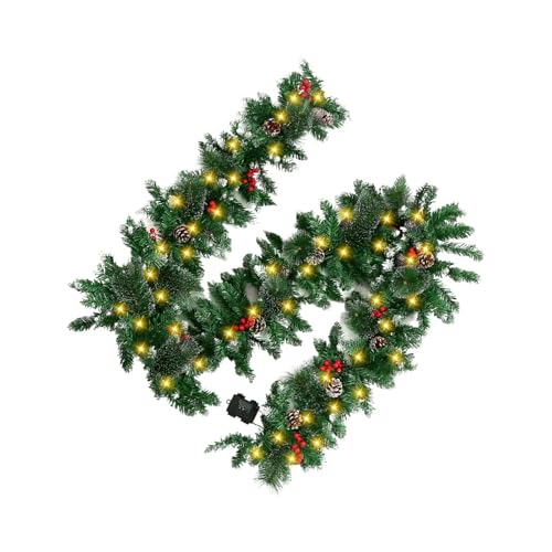 Front Door Garland, Faux Conifer Branch Circle, Pre-Lit Cordless Decoration, Timer Function Festive Ornament, Home Entrance Window Setting, Family Celebration Greeting, Assorted Berry Cone Accents