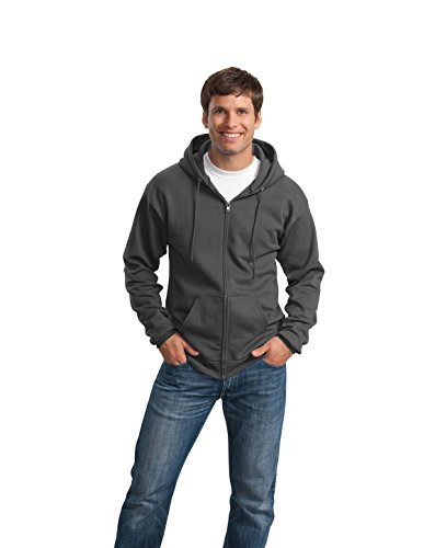 Port & Company Men's Classic Full Zip Hooded Sweatshirt XL Charcoal