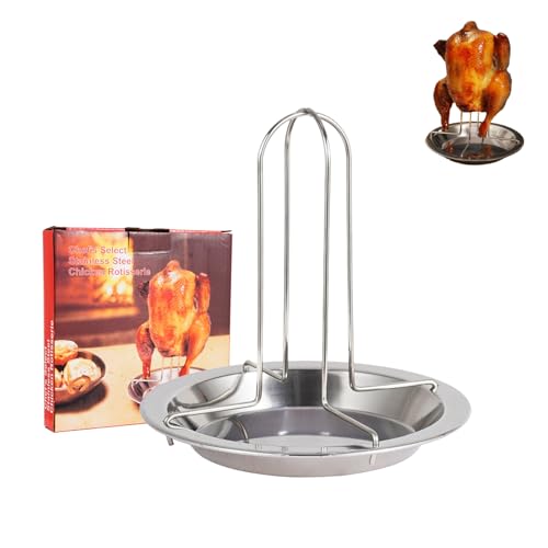 Acier Inoxydable plat Rotissoire Poulet,avec Bac de Récupération Pliable pour le Camping pour Rôtir le Poulet Griller la Volaille et Utiliser au Four
