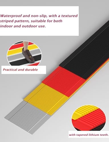 6cm Wide Rubber Non-Slip Stair Strips, Waterproof Anti-Skid Grip Tape for Stairs & Kindergarten, Heavy-Duty Safe Treads (Gray-Yellow, 600cm Length)