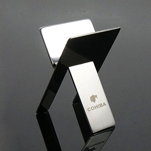 Stainless Steel Foldable Single Cigar Stand Ashtray Holder with Leather Pouch Fits Any