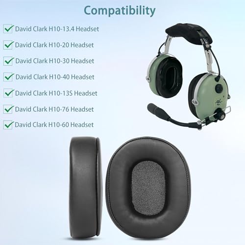 H10-60 Earpads Compatible with David Clark H10-13.4 H10-20 H10-30 H10-40 H10-13S H10-76 H10-60 DC Headphones (Protein Leather and Memory Foam Ear Cushions) miniatura 2