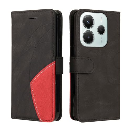 Cover Protettiva per Xiaomi Redmi Note 14 4G Case retrò Cellulare Custodia Libro Antiurto in Flip Portafoglio Flip Magnetica nero pelle