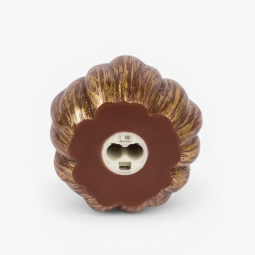 Image of Luminara EXC COL Pumpkin Figural Flameless Flickering Moving Flame LED Candle, Metallic Cappuccino Finish Real Unscented Wax, Time Function (5.25 inch x 4.5 inch)