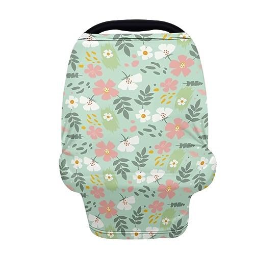 Image of Youngerbaby Flower Green Nursing Cover Breastfeeding Super Soft Multi Use for Baby Car Seat Covers Canopy Shopping Cart Cover Scarf Light Blanket Stroller Cover Baby Girl Necessities