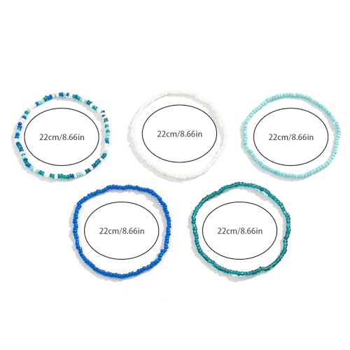Image of 5Pcs Summer Beach Bead Anklet Bracelet,Multi-layered Pearl Anklets,Bikini Foot Chain Bracelet Wedding Bridal Adjustable Leg Bracelet Jewelry for Women Girls