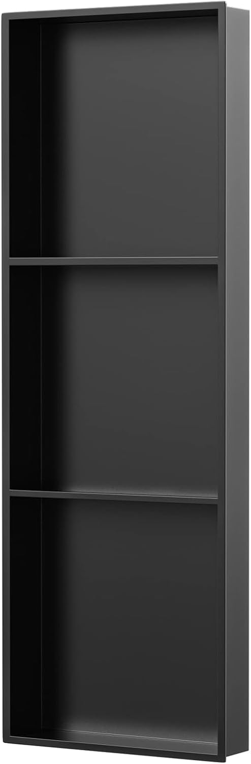Shower Niche 18" X 12" Black, Stainless Steel Wall Niche Double Shelves Recessed Shower Shelf for Bathroom Storage, No Tile Needed Over Mount Installation