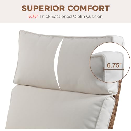 Grand patio Recliner Sun Lounger Adjustable Position Backrest Armchair with Flip Table and Cushion Lounge Chair Sunlounger for Garden, Yard, Patio, Outdoor (Boho, Double Push Button)