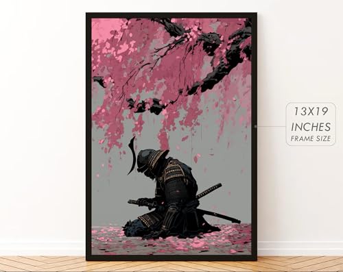 Image of Gamya Framed Japan Samurai Theme Wall Painting Posters For Office, Living Room, Bedroom Wall Decor - Japanese Japandi Samurai Aesthetic Room Decor (Resting Samurai (Black Frames), 13x19 Inches, Framed)