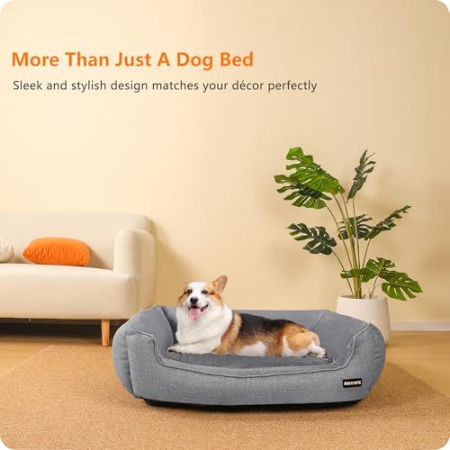HMTOPE Hundebett, Hundesofa, Hundekissen, Hundekörbchen Abnehmbar und waschbar, Hellgrau, 90 x 75 x 25 cm