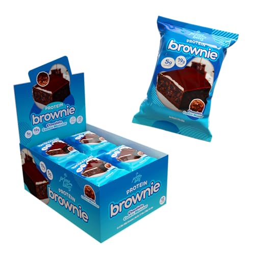 Prime Bites High Protein Brownie (12 Per Box Chocolate Cookie Monster) - 19g of Protein 5g of Collagen Gluten Free Low Sugar Treat Delicious Protein Snack