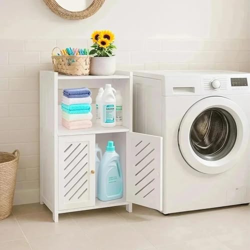 ShellKingdom Bathroom Storage Cabinet, Free Standing Floor Cabinet, Home Storage Shelf with Drawer and Door for Bathroom, Living Room, Kitchen, Office, 25.19 X 14.17 X 9.44 INCH