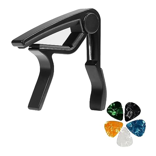 Image of Imaginea Guitar Capo for Acoustic Electric Guitar One Handed Trigger Quick Change Guitar Metal Capo for Ukulele, Electric and Acoustic Guitars with 5 Picks