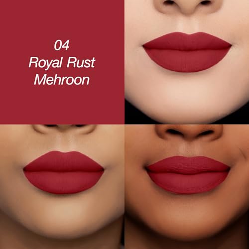 Image of Colors Queen Luscious Lips - Non Transfer Creamy Matte Lipstick | Highly Pigmented with Smooth Application | Long Lasting Lipstick Waterproof | Smudge Proof Lipstick for Women (04 - Royal Rust Maroon - 3.5g)