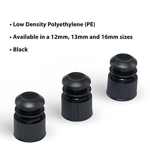 Globe Scientific 118240K Polyethylene Flange Plug Cap For Test Tubes, 13Mm Size, Black (Pack Of 1000) #TOP1