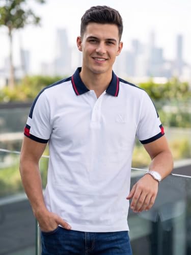 Image of XENOVAURBAN Polo t Shirt for Man | Striped Pattern Mens Cotton Polo Neck T-Shirt with Collar | Regular fit | Breathable and Soft - Polo-Striped-P