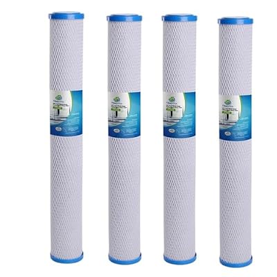 CFS – 4 Pack CTO Carbon Block Water Filter Cartridges Compatible with 155597-43 C1-20 Models – Removes Bad Taste and Odor – Whole House Replacement Filter Cartridge – 5 Micron – 20" x 2.5"