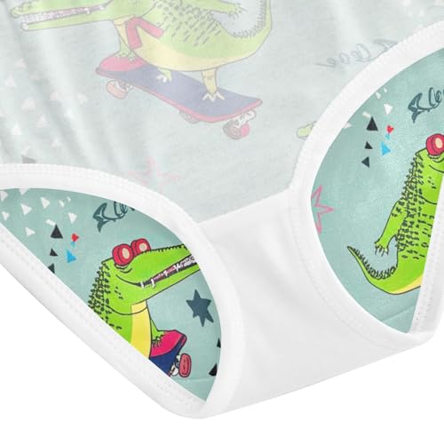 Cute Crocodiles Skateboards Green Little Girl Panties Girls Underwear Toddlers Cotton Durable Kids Undies Briefs 2t 5