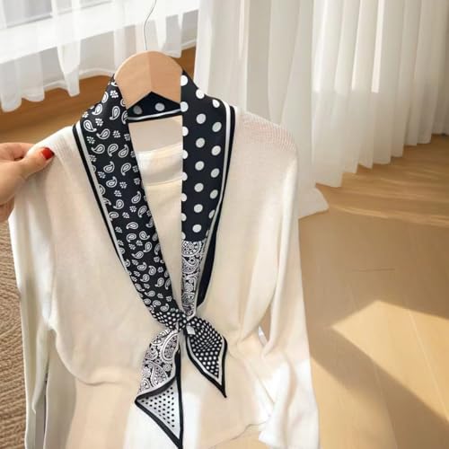 Image of Head Hair Scarf for Women,Silky Long Headscarf Purse Bag Scarfs for Handbag Fashion Satin Neck Scarves Accessories