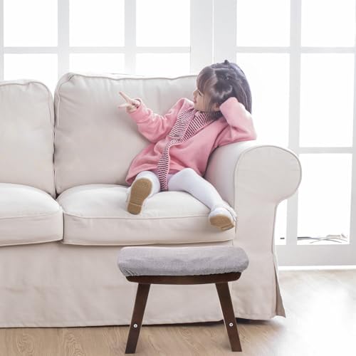 SOUJOY Small Foot Stool, Footrest Ottoman with Wood Legs, Sofa Tea Seat Stool with Padded, Rectangular Change Shoes Bench Seat for Living Room Bedroom Entryway Office - Thumbnail 2