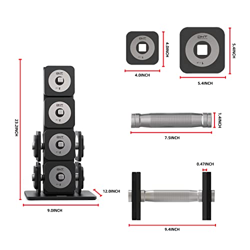 Dht Adjustable Dumbbells Set With Rack, All-Purpose Fitness, Anti-Rolling, For Home, Office, 4-22.8 Lbs, Black,Sold As A Set #TOP2