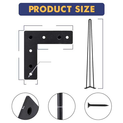 Acekool Heavy Duty Metal Table Legs 46 Inch - Sturdy Square Tube Design, Perfect for Coffee Tables, Durable Construction, Easy to Install, Set of 4 for Versatile Furniture Replacement by Acekool - Used condition - Image 3