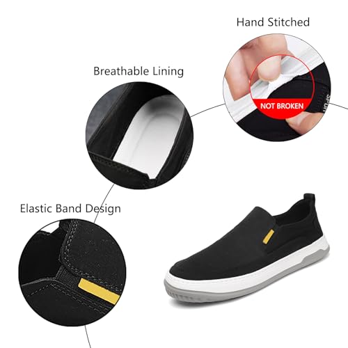 Men's Casual Canvas Loafers Classic Low Top Slip On Sneakers with Arch Support Comfortable Walking Skate Shoes4