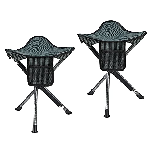 FUNDANGO 2 Packs Portable Tripod Folding Chair Camping Tripod Stool Backpacking Camp Stool Lightweight Hunting Stools Chair Seat Footstool for Fishing Travel with Carry Bag,14.9