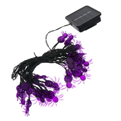 Luces de cuerda solares LED araña lila 6.5m 30 LEDs