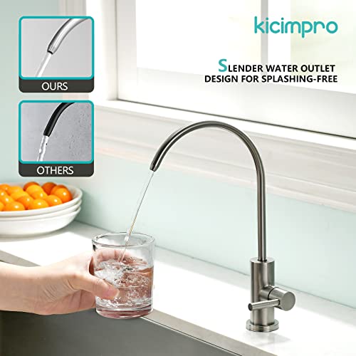 Water Filter Faucet, Kicimpro Drinking Water Faucet Fits Most Reverse Osmosis And Water Filtration System For Kitchen Bar Sink In Non-Air Gap Sus304 Stainless Steel Modern Brushed Nickel Lead-Free #TOP1