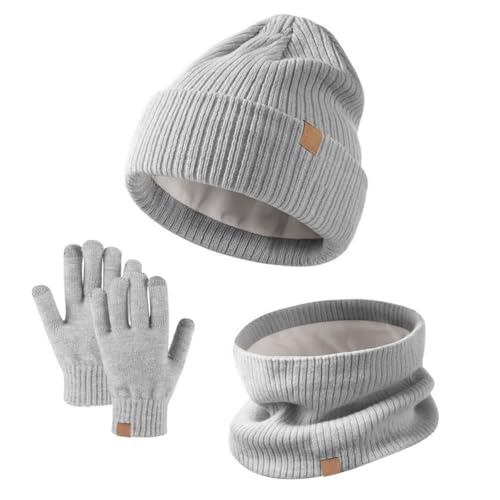 MUNSKT Wintermütze, Schal, Handschuhe, Set, warme...