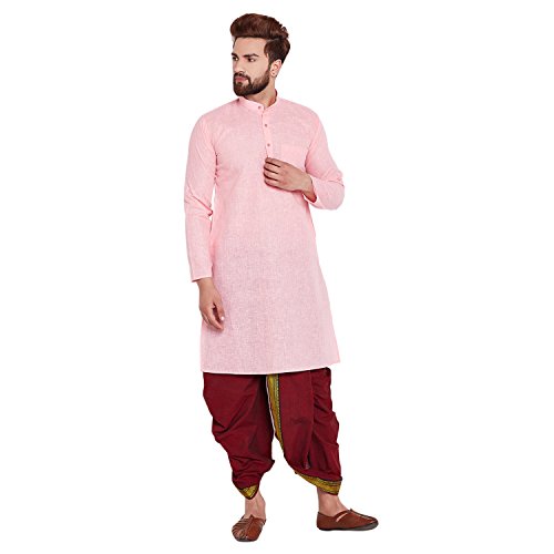 Image of SOJANYA (Since 1958 Men's Brown and Black Cotton Dhoti Kurta Set