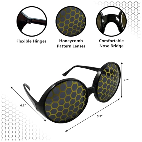 Bee Fly Sunglasses, Bumble Bee Accessory for Kids and Adults, Fun Oversized Bug-Inspired Glasses3